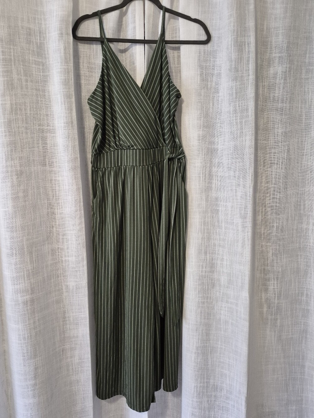 Olive Pinstripe Jumpsuit